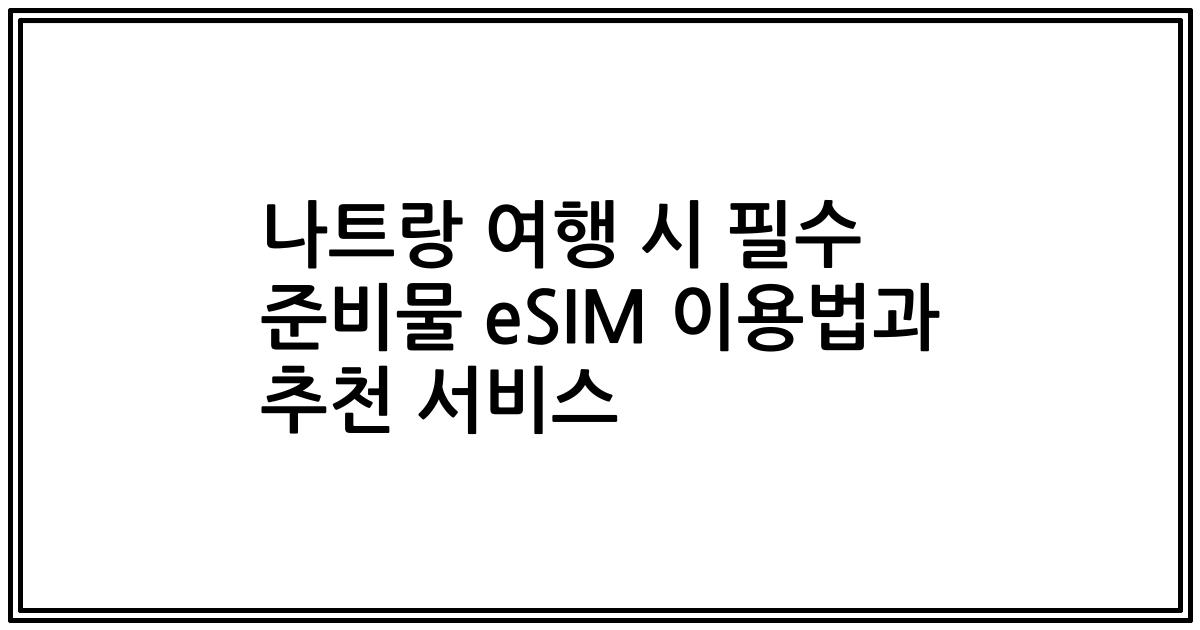 나트랑 여행 시 필수 준비물 eSIM 이용법과 추천 서비스