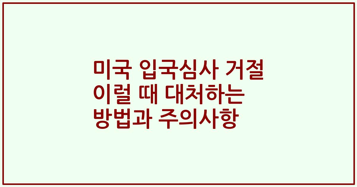 미국 입국심사 거절 이럴 때 대처하는 방법과 주의사항