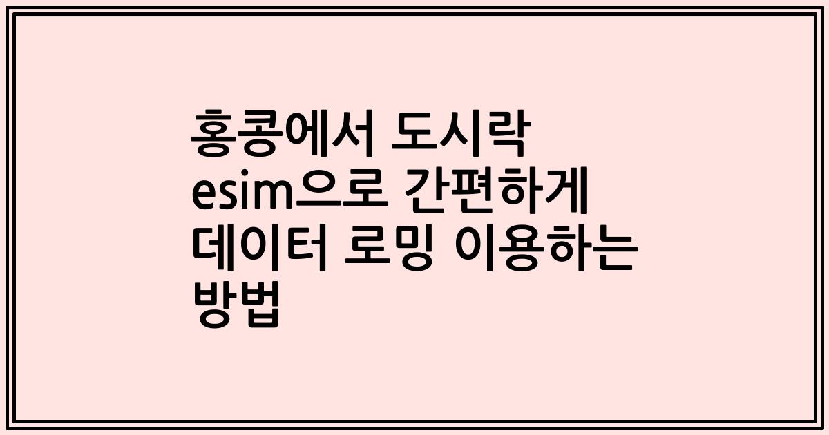 홍콩에서 도시락 esim으로 간편하게 데이터 로밍 이용하는 방법